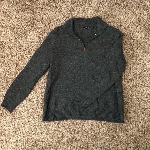 Men’s Grey Wool Ralph Lauren Pullover 1/4 Zip! - Picture 1 of 5